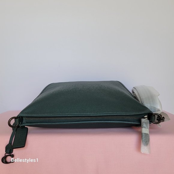 COACH Small Dufflette “C” Charm Polished Pebbled Leather Crossbody- Forest Color - Picture 10 of 16